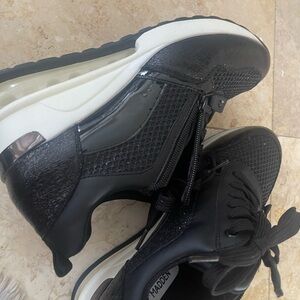 Black Steve Madden (Like New) Wedge Sneakers with Zipper and Tie #SteveMadden